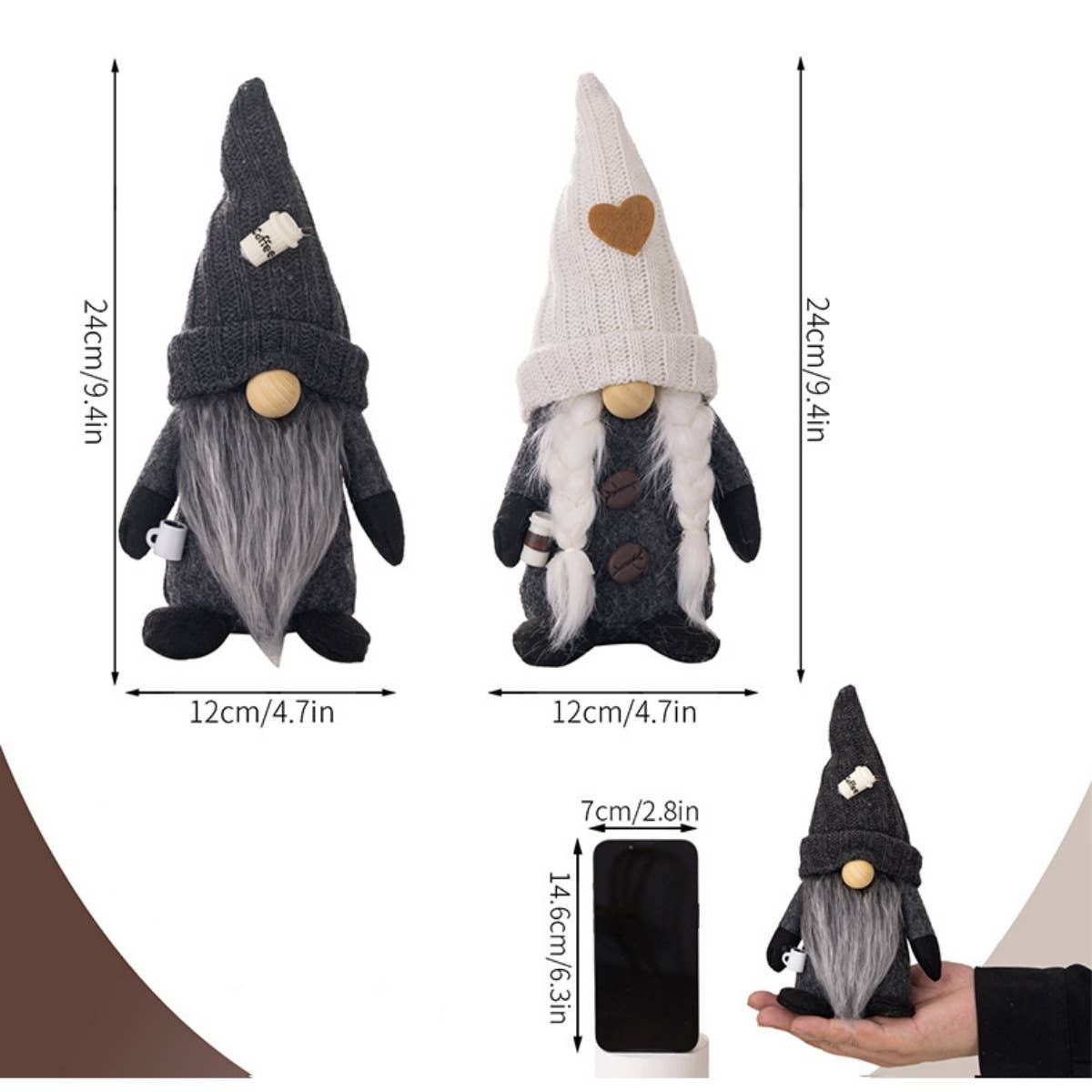 CWASC1949_POINTY HAT RUDOLPH DWARF COFFEE DOLL DECORATION