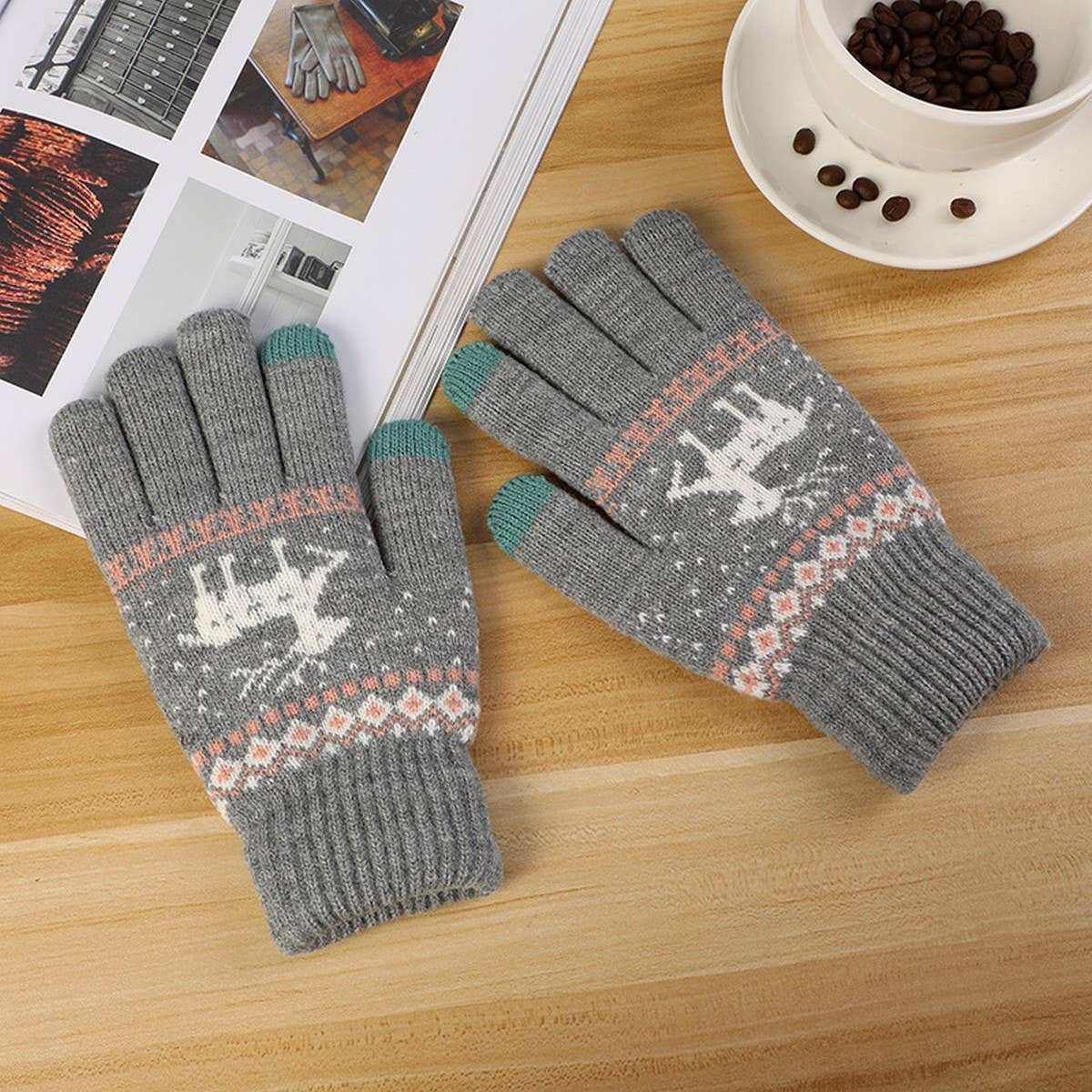 CUTE DEER PLUSH THICK TOUCH SCREEN GLOVES_CWAG0151