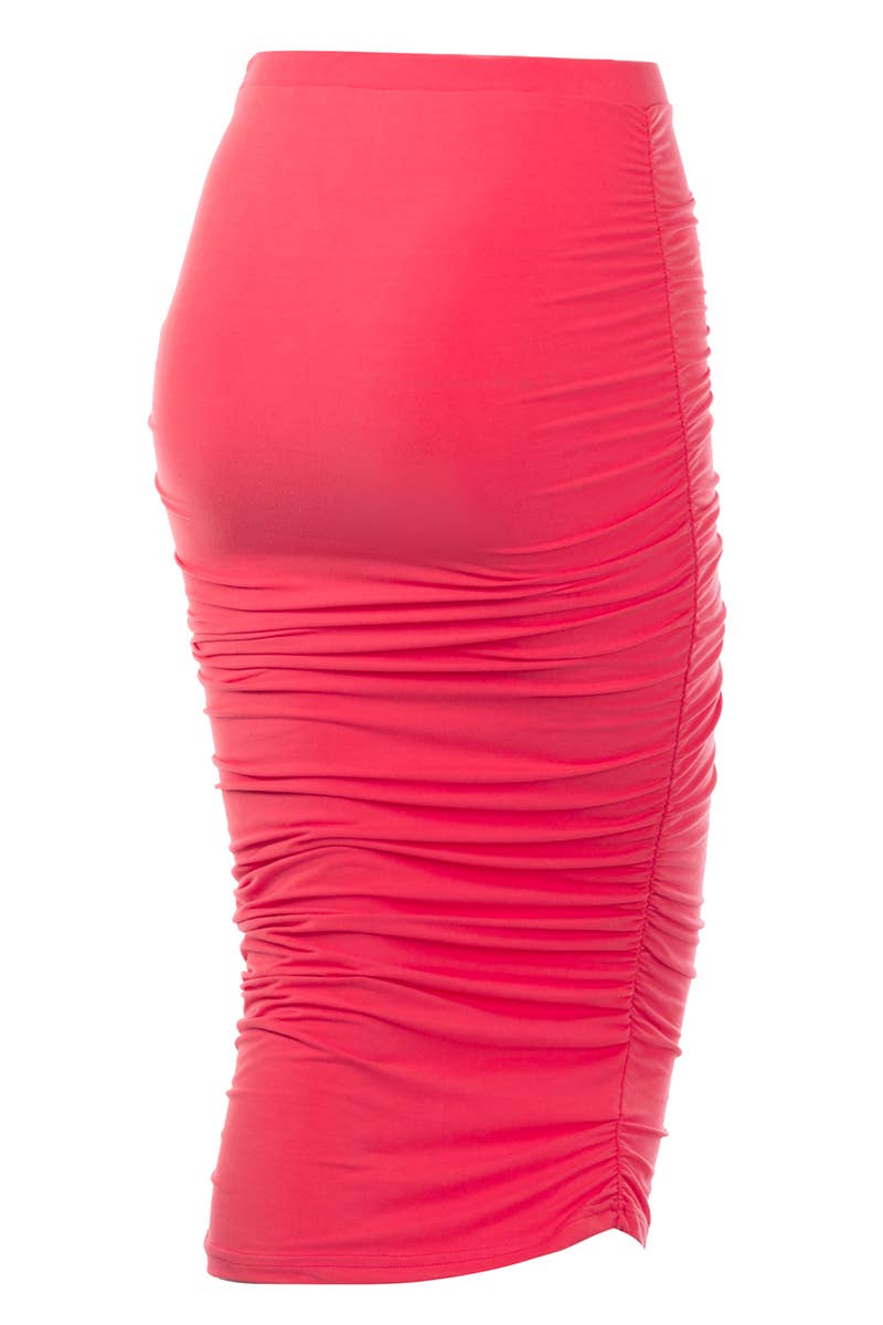 CWBMS070_PLUS Slim Fit Ruched Long Pencil Skirt