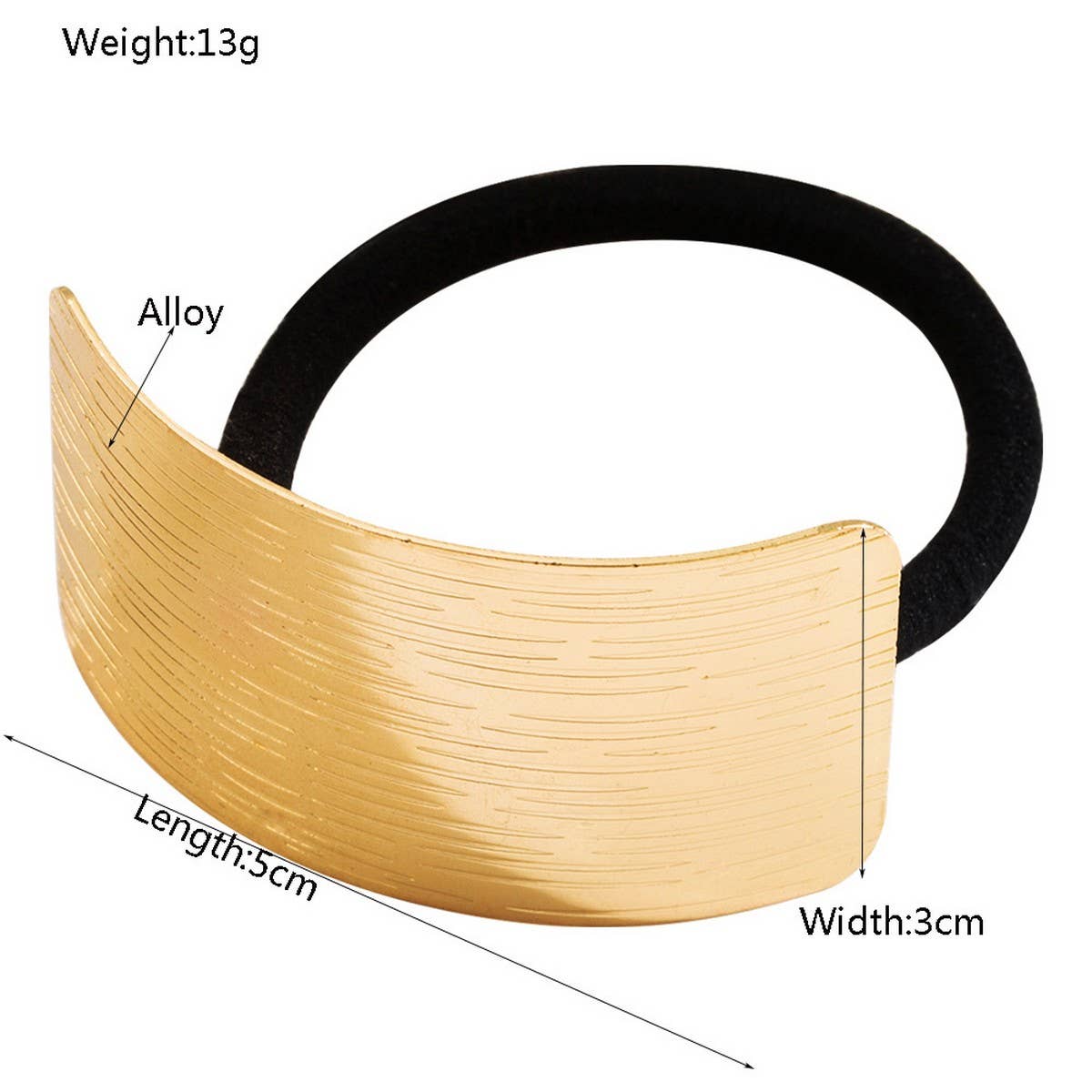 Alloy Minimalist Brushed Metal Elastic Hair Tie_CWAHA6217