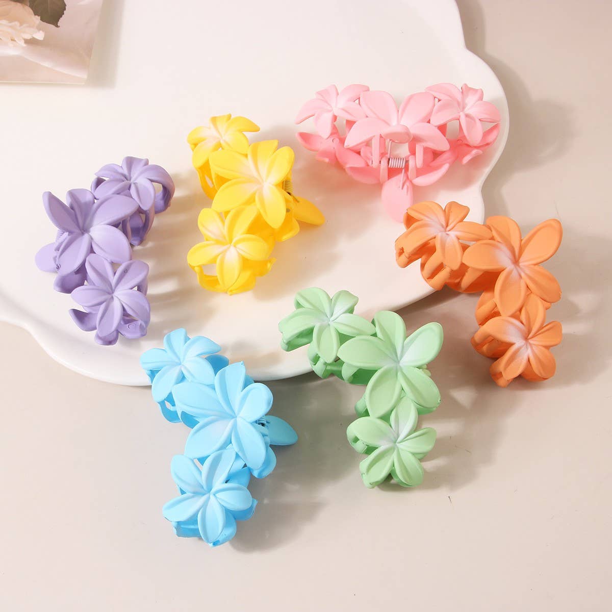 Candy Color Flower Hair Claw, Egg Flower Side Clip_CWMM5007
