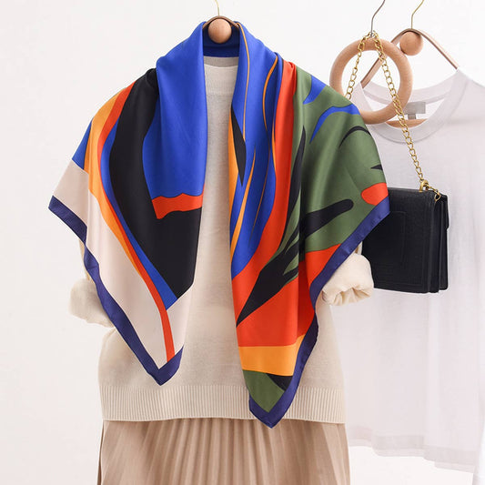 CWASC2401_RETRO GRAFFITI SQUARE SCARF COLORFUL NICHE SCARF