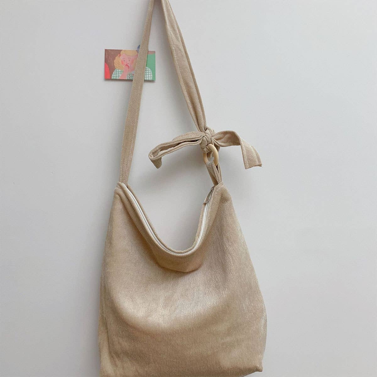 Retro corduroy laid-back single-shoulder bag