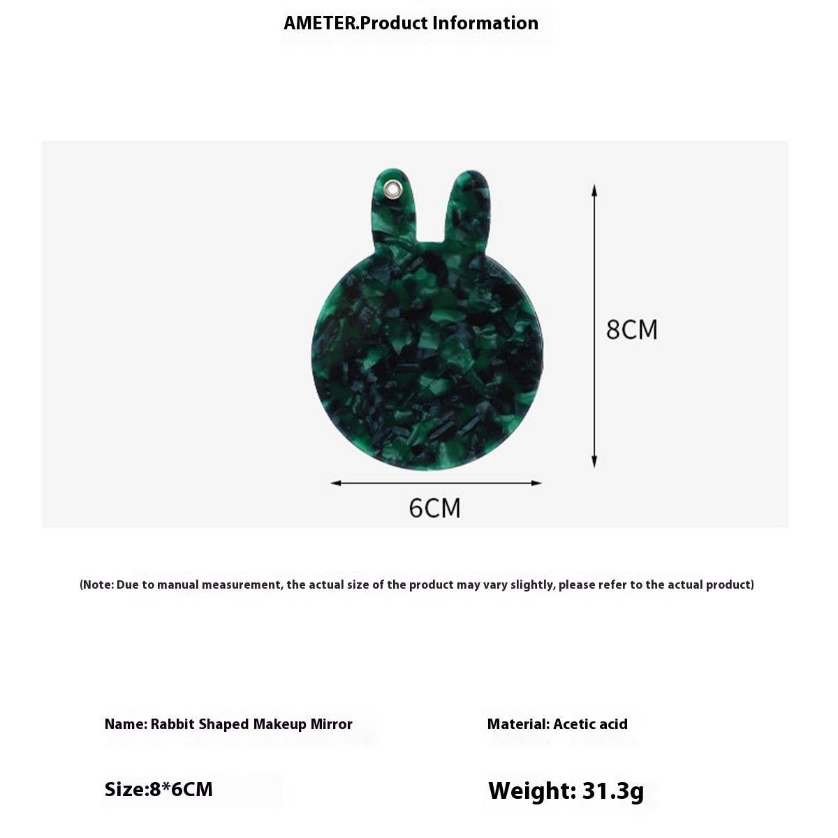 Cute Bunny Compact Mirror Acetate Floral