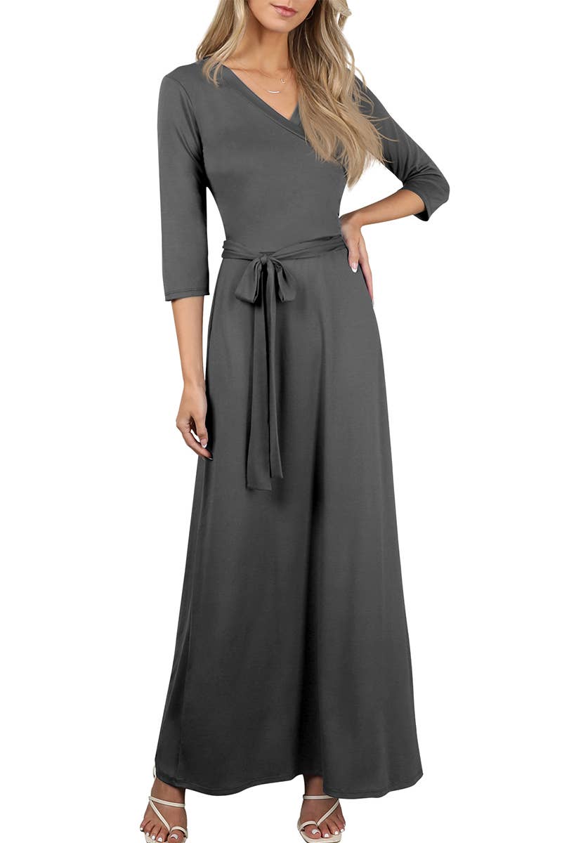 AWDMD283_3/4 Sleeve Knit Long Dress