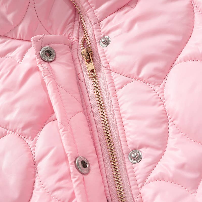 STAND COLLAR SOLID COLOR LOVE SHORT PADDED JACKET