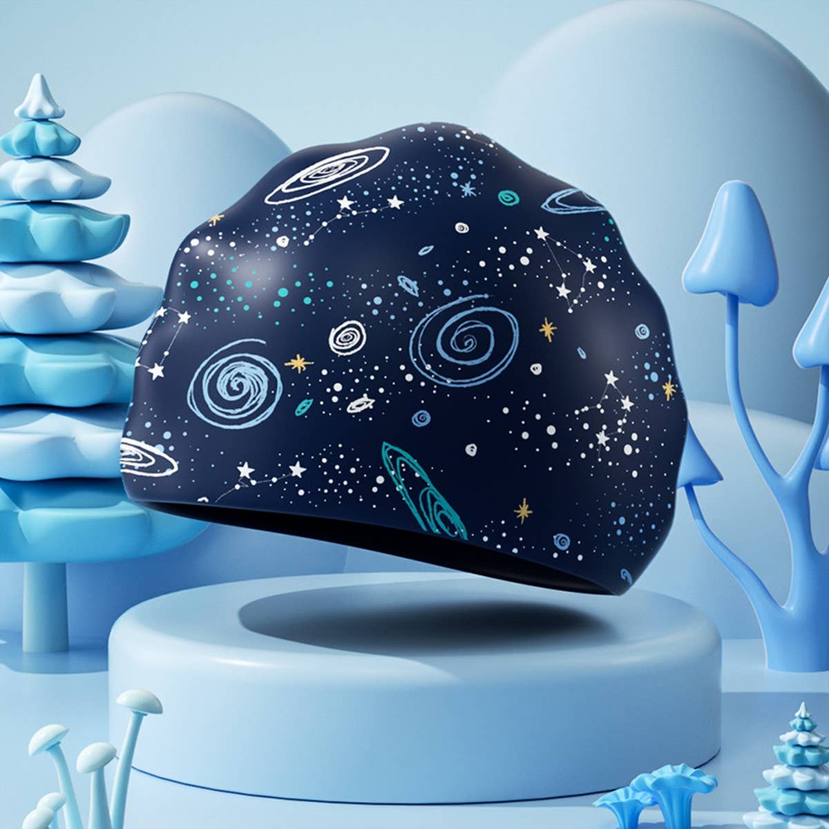 Boys' XL Silicone Swim Cap ??œGalaxy Print Comfy Fit_CWMM6785