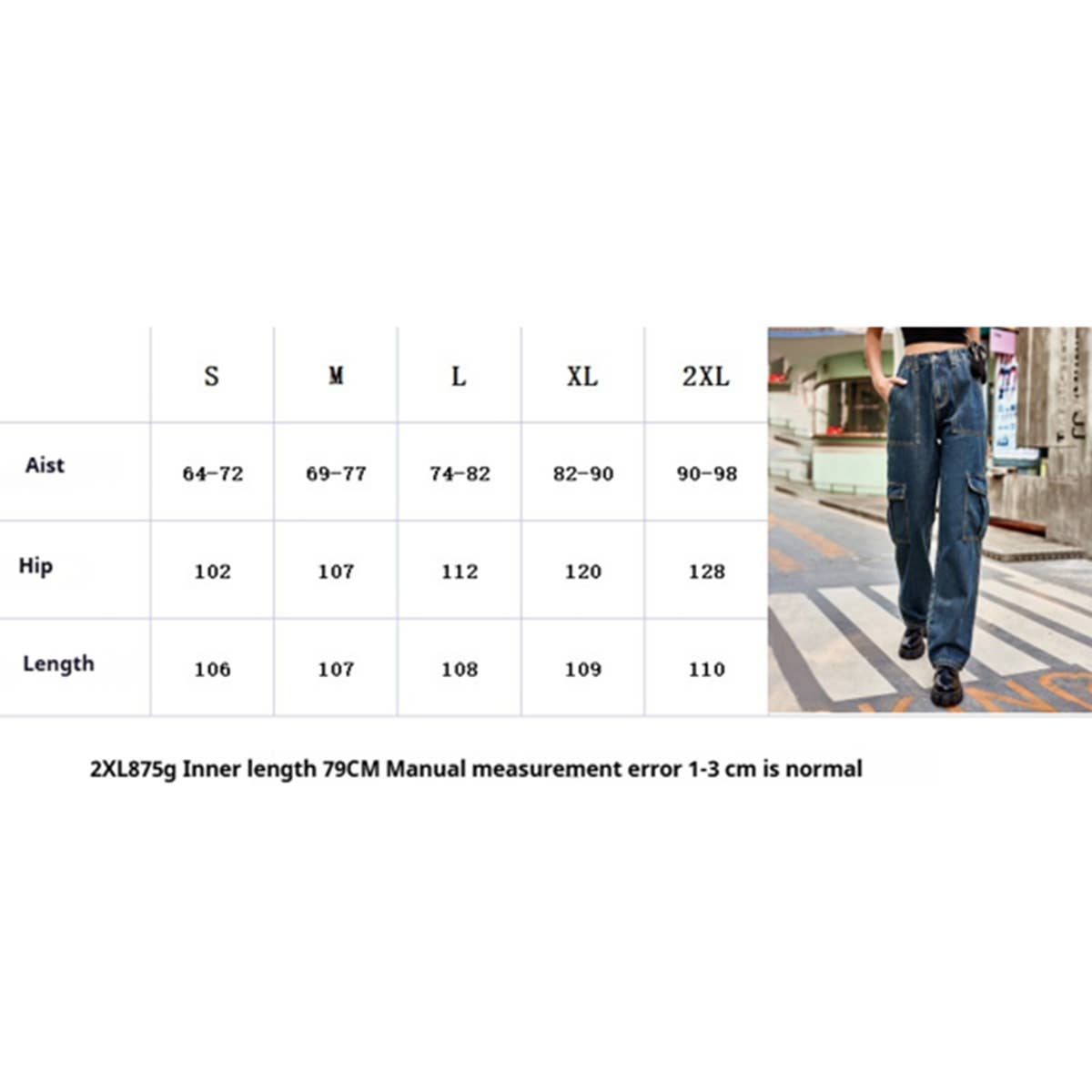 Casual Cargo Jeans ??Washed Half Elastic Waist_CWJP0626