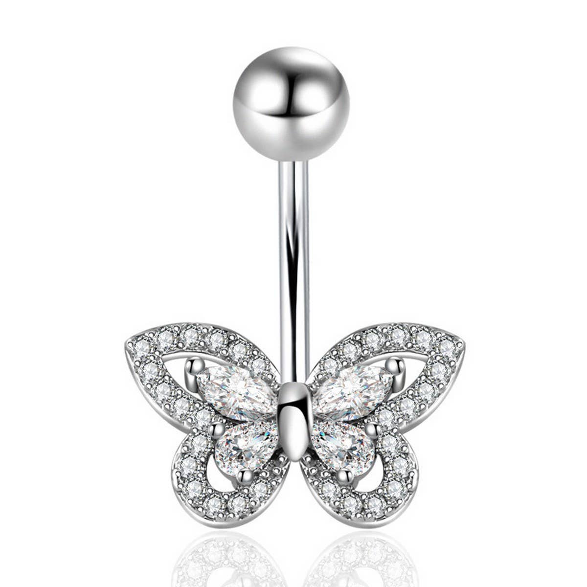 CZ Butterfly Belly Button Ring Piercing Jewelry