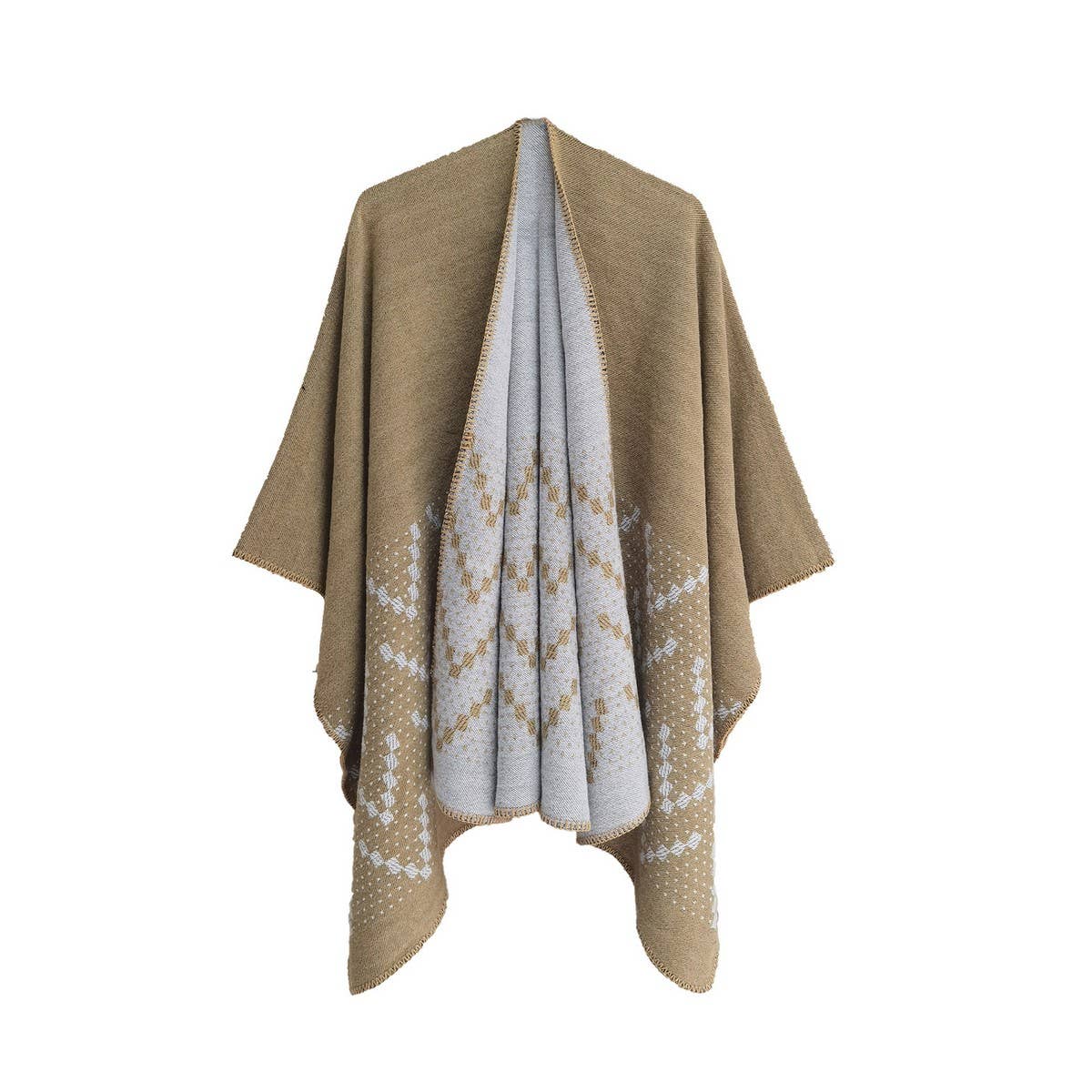WOMEN COLOR MATCH WRAPPED CARDIGAN SHAWL