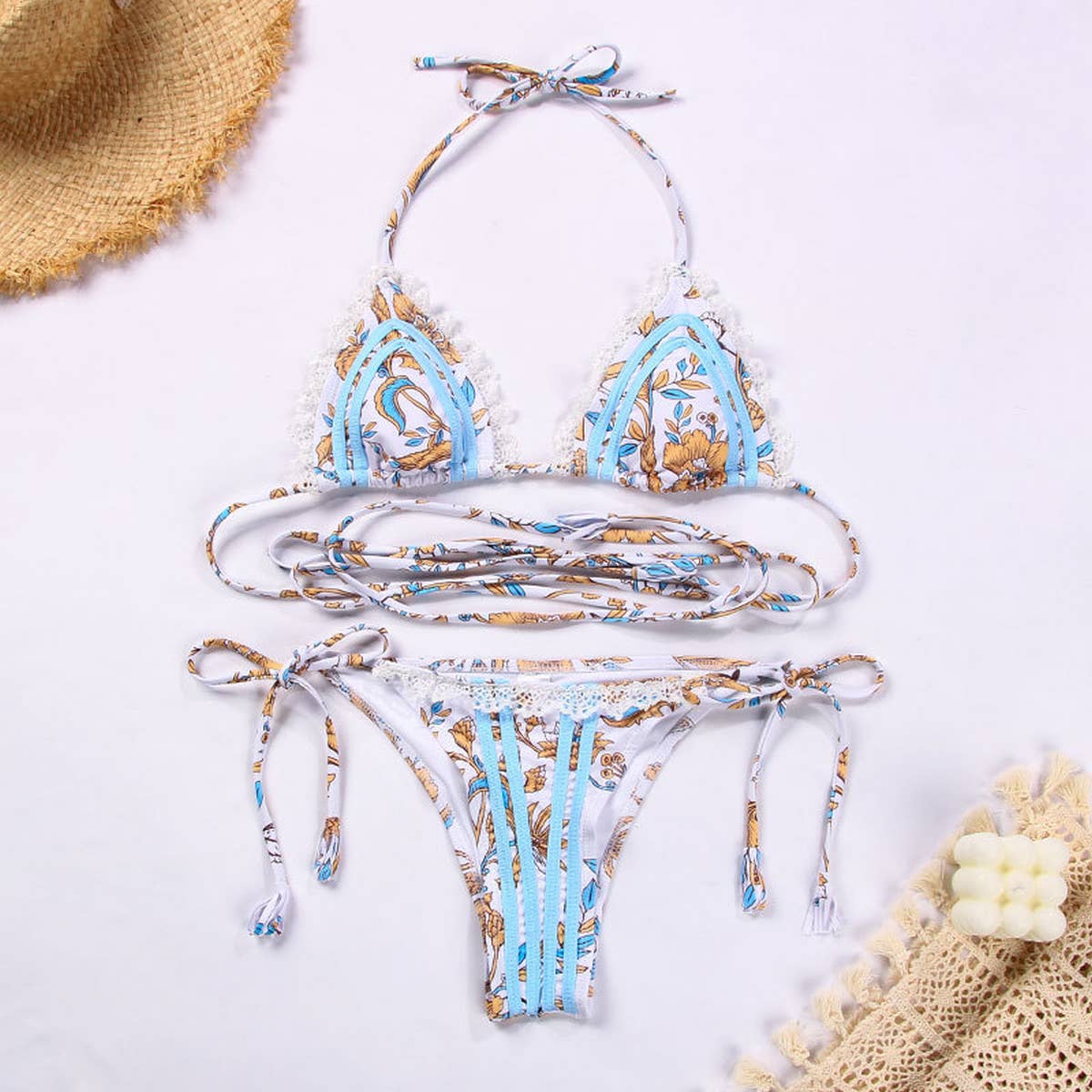 Sexy Lace-Up Bikini - Printed Women's Swimwear