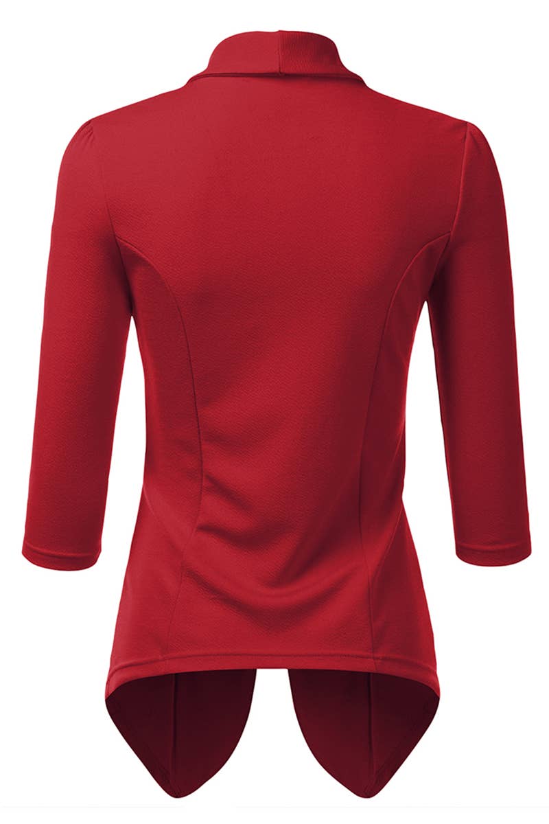 CWOBL089_Casual Work 3/4 Sleeve Open Front Blazer