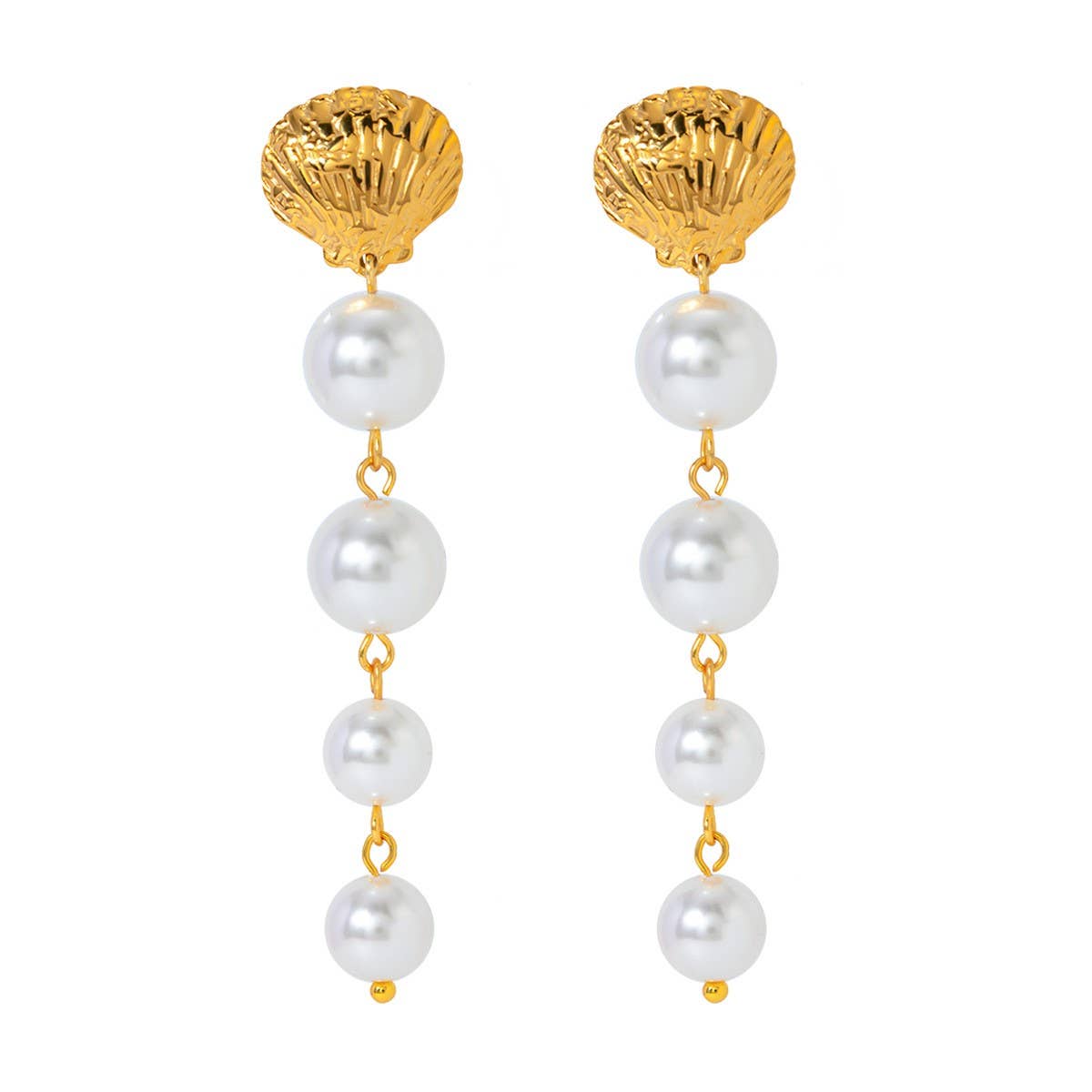 ELEGANT SHELL PEARL TASSEL EARRINGS