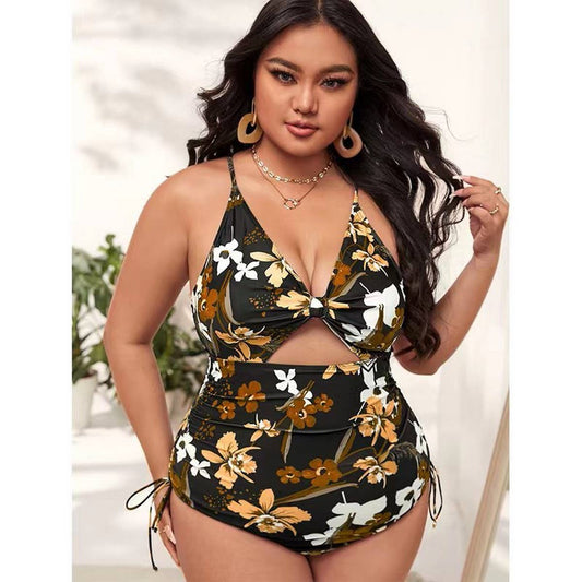 LARGE SIZE HOLLOW ONE-PIECE BIKINI SWIMSUIT