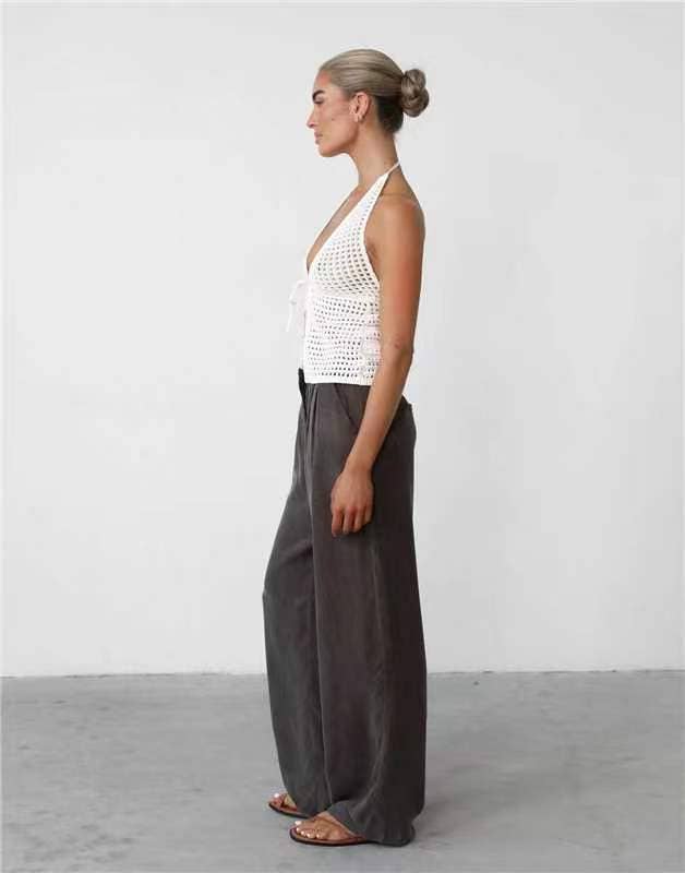 SEXY COMFORTABLE PICK HOLE CARDIGAN HALTER TOP