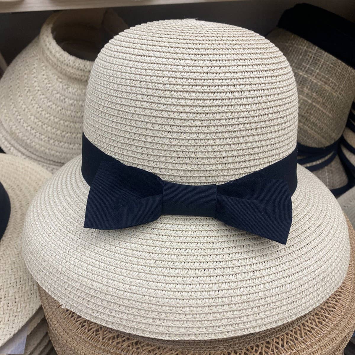 Summer outdoor fashion bow straw hat_CWAH3410