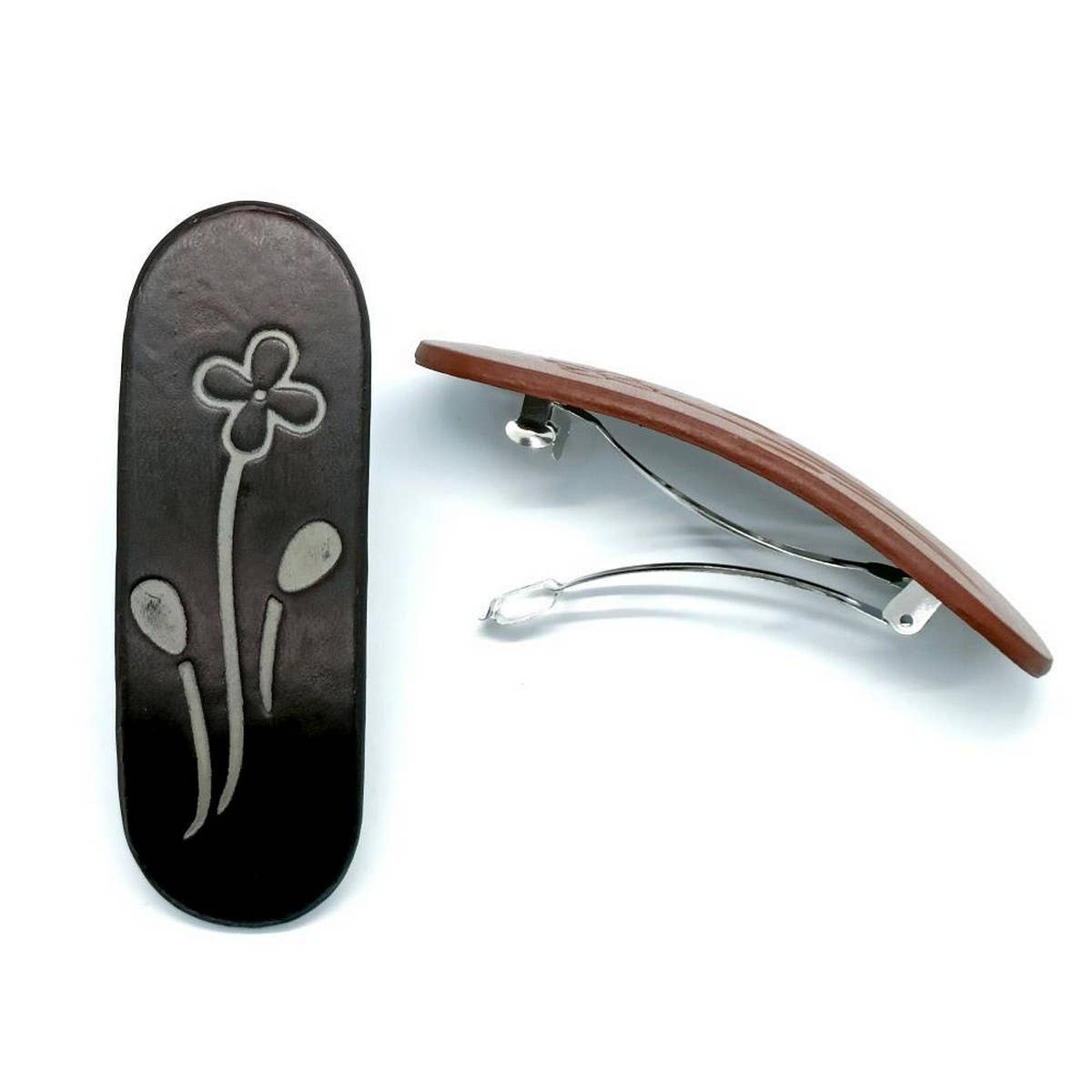 New Violet Four-Petal Carved Painted Hair Clip_CWAHA6355