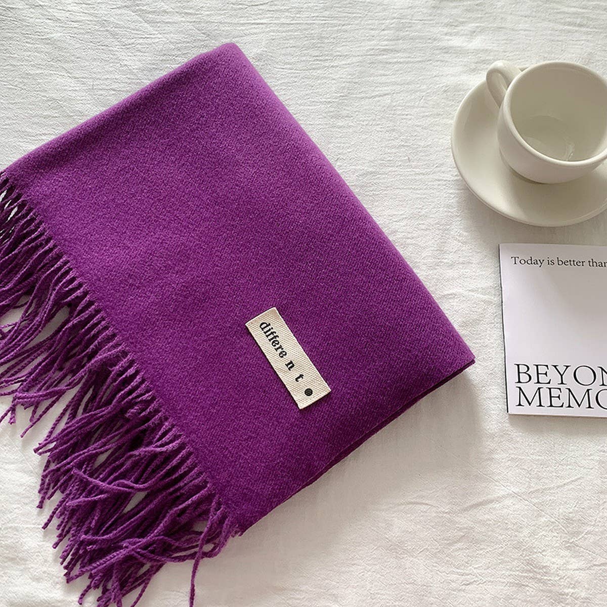 Colorblock Tassel Scarf - Thick Wrap for Students