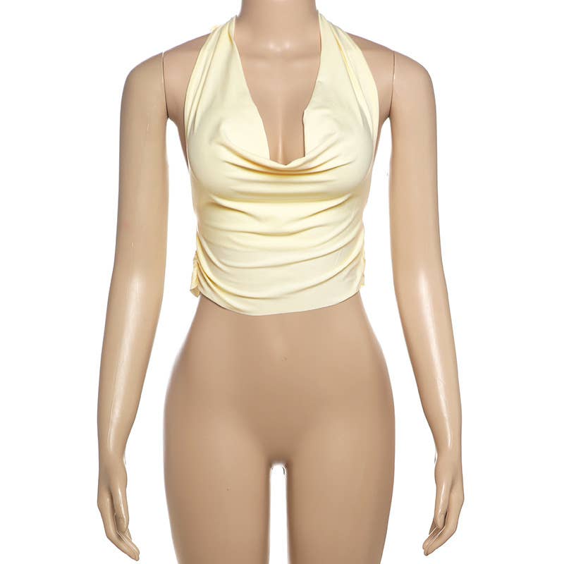 Sexy Halter Cowl Backless Top and Skirt Set