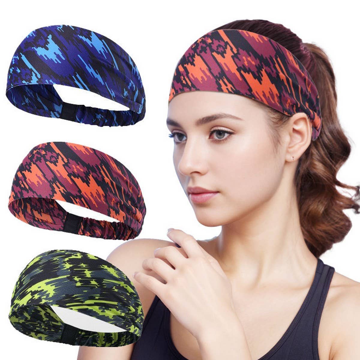 Wide Printed Sports Headband for Yoga & Workouts