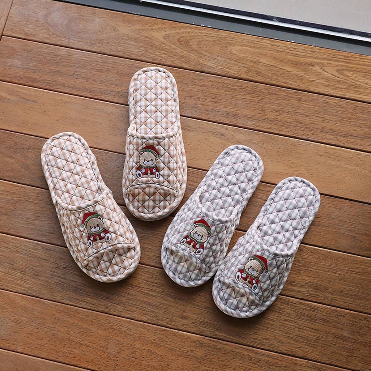 Cute Bear Cotton Slippers with Thick Sole