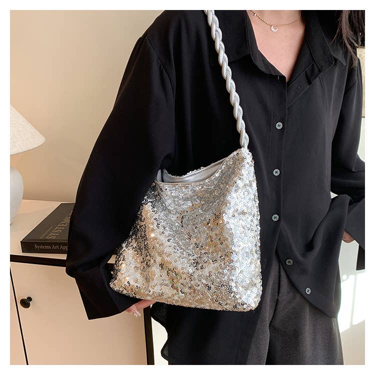 Fashionable sequined single-shoulder bag