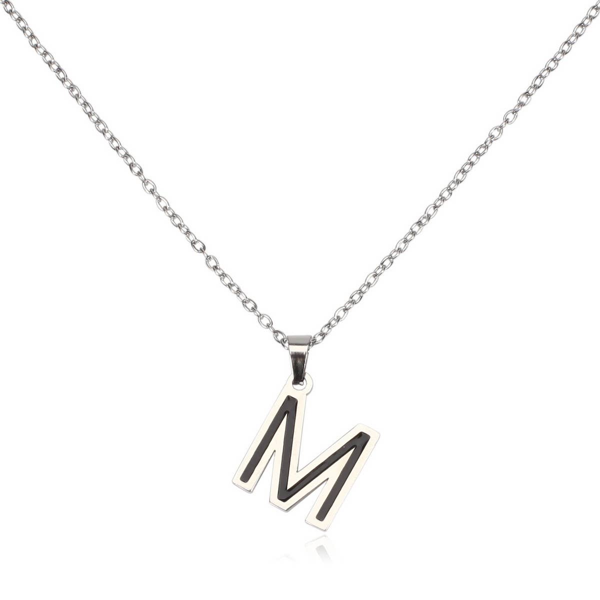 CWAJE05716_STAINLESS STEEL ALPHABET LETTER PENDANT NECKLACE