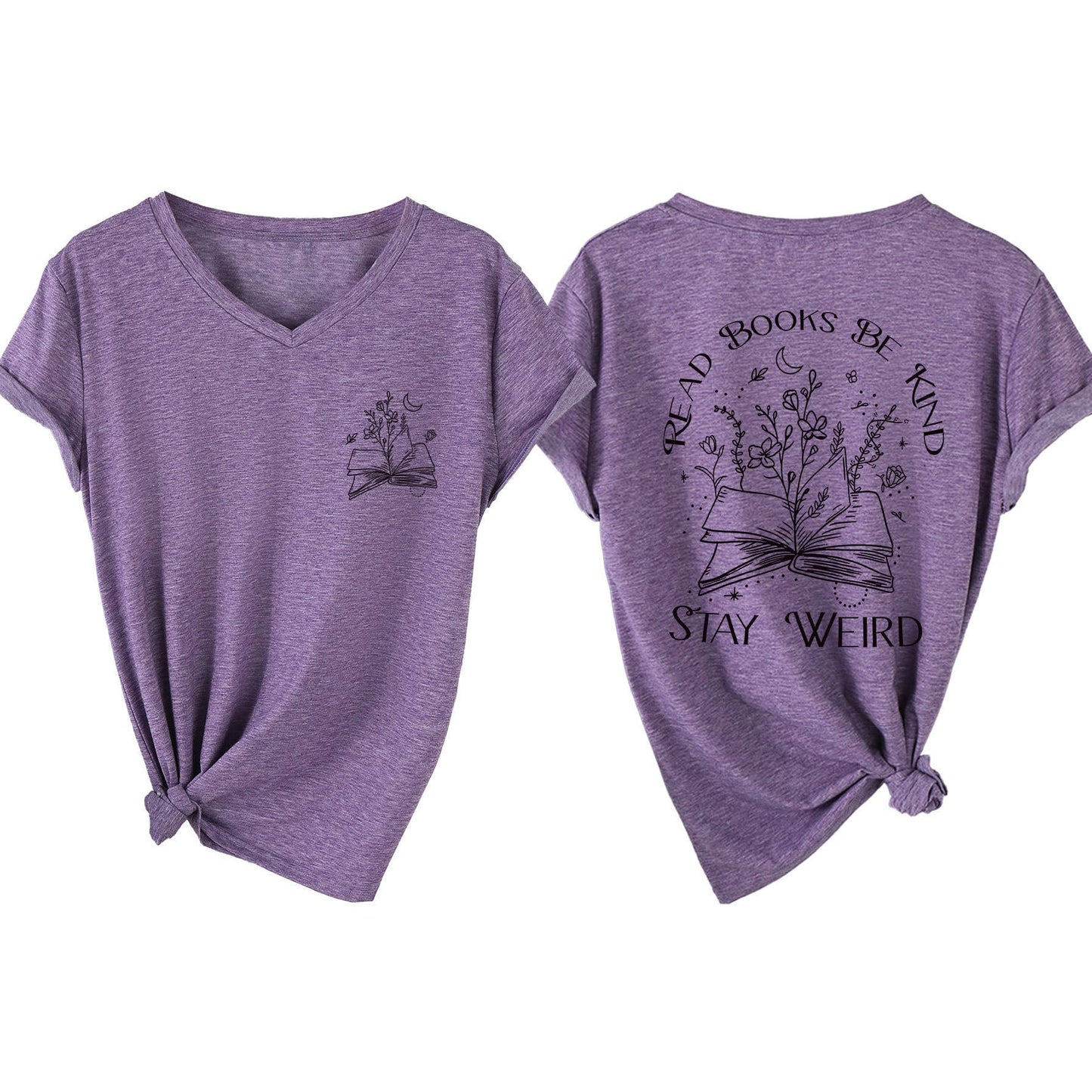 V-neck short-sleeved double-sided printed Top