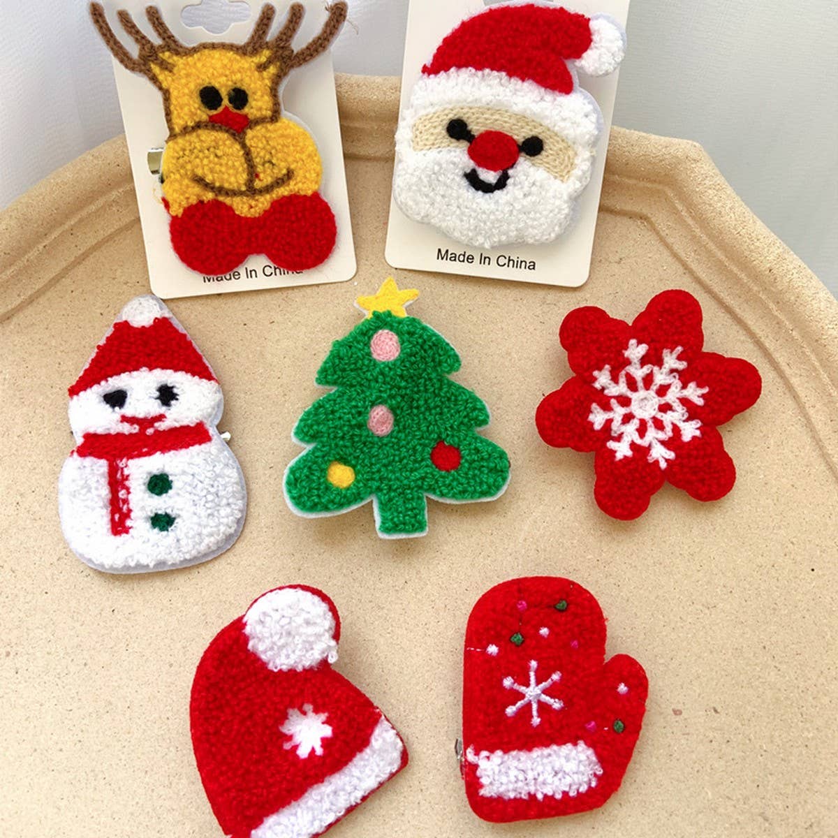 CLOTH PATCH EMBROIDERY LABEL PIN CHRISTMAS SET