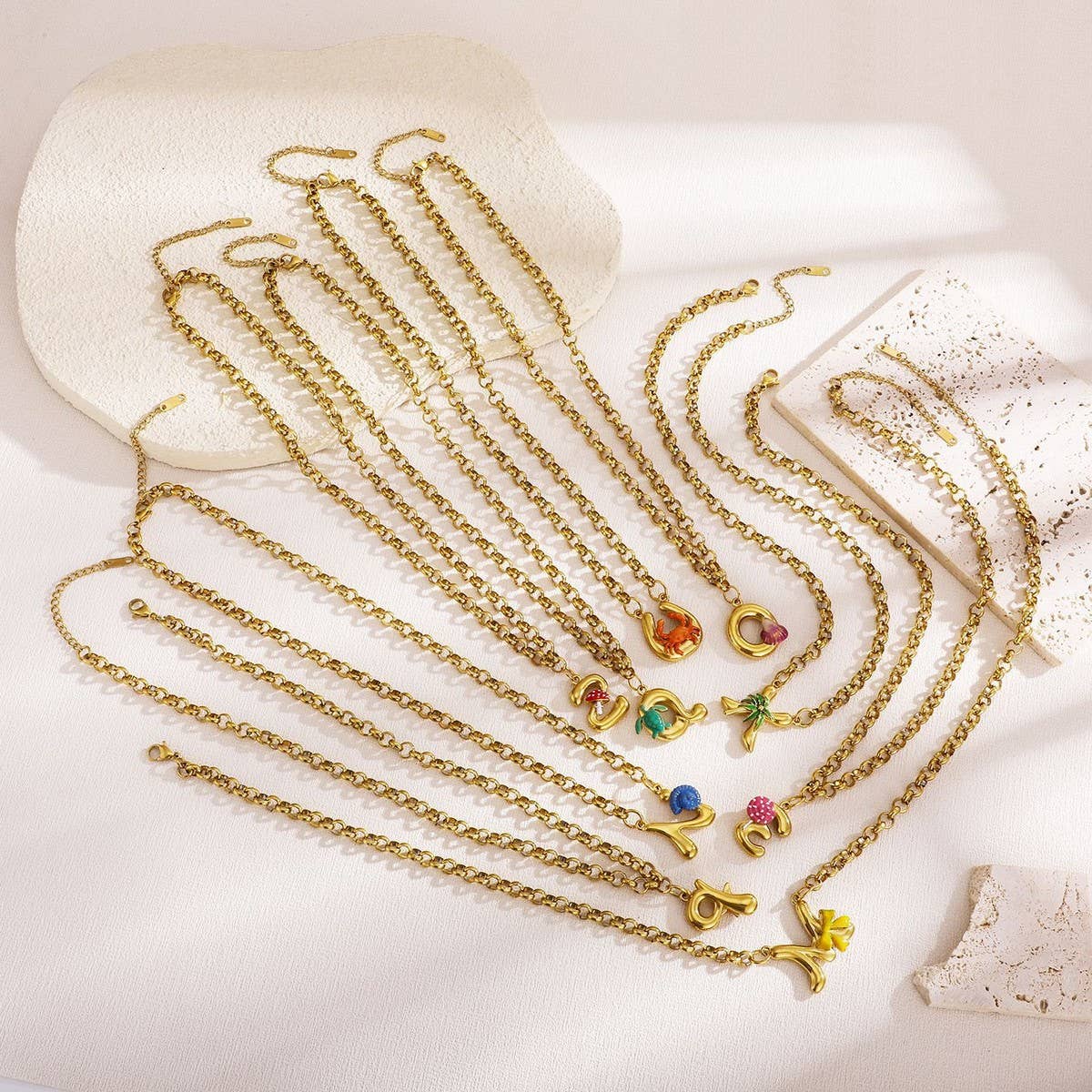 Original Stainless Steel Letter Necklace withEnamel_CWMM8836