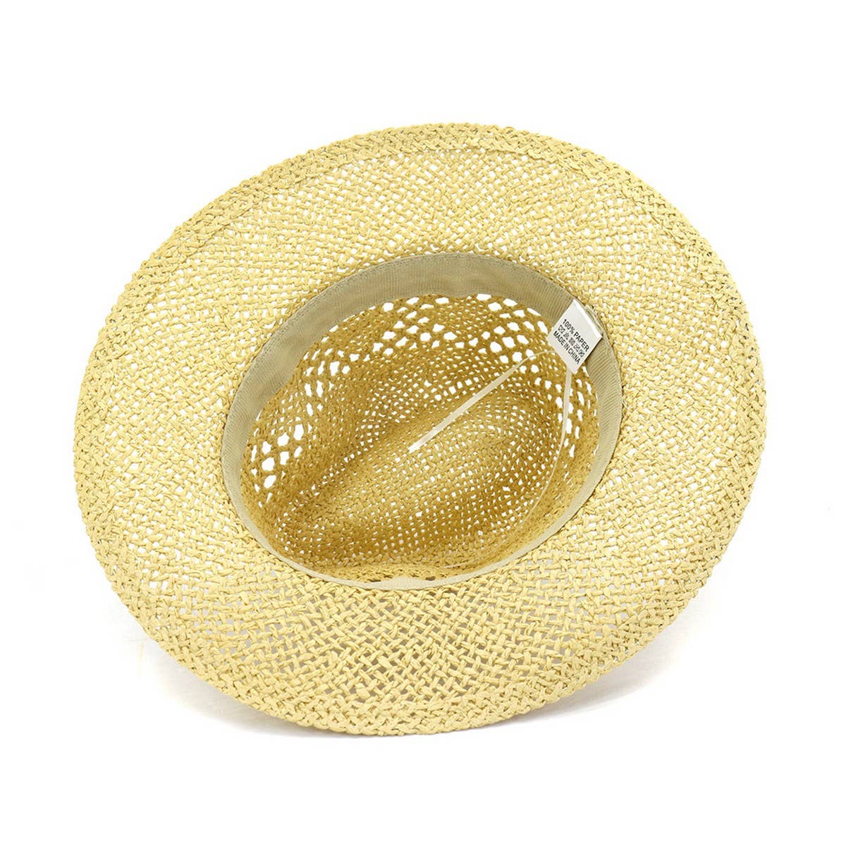BROWN BELT VENTED SUMMER STRAW SUN HAT_CWAH062-B20315