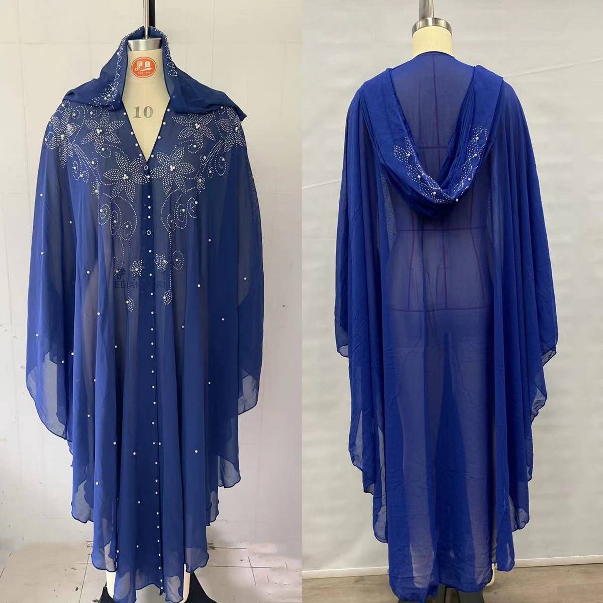 African Beaded Long Robe Muslim Cape Hooded Dress_CWMM6138