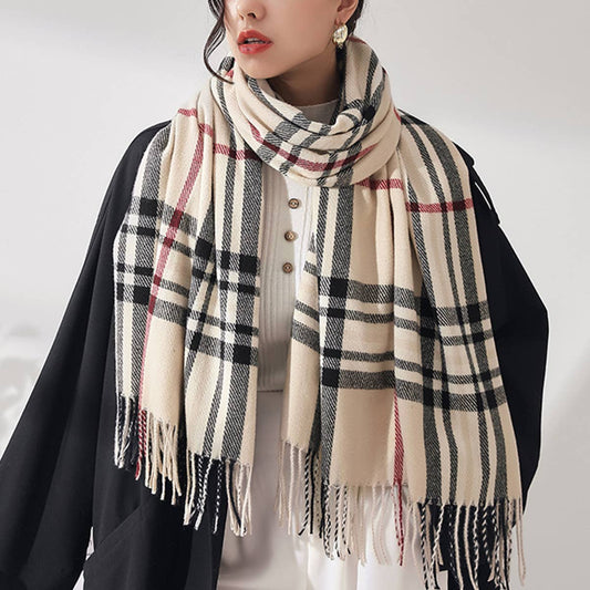 Plaid Faux Cashmere Scarf - Sweet Mid-Length Wrap_CWASC0190