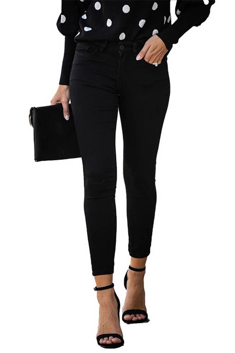 CWJP0605_TRETCH MID RISE SLIM FIT ANKLE SKINNY JEANS