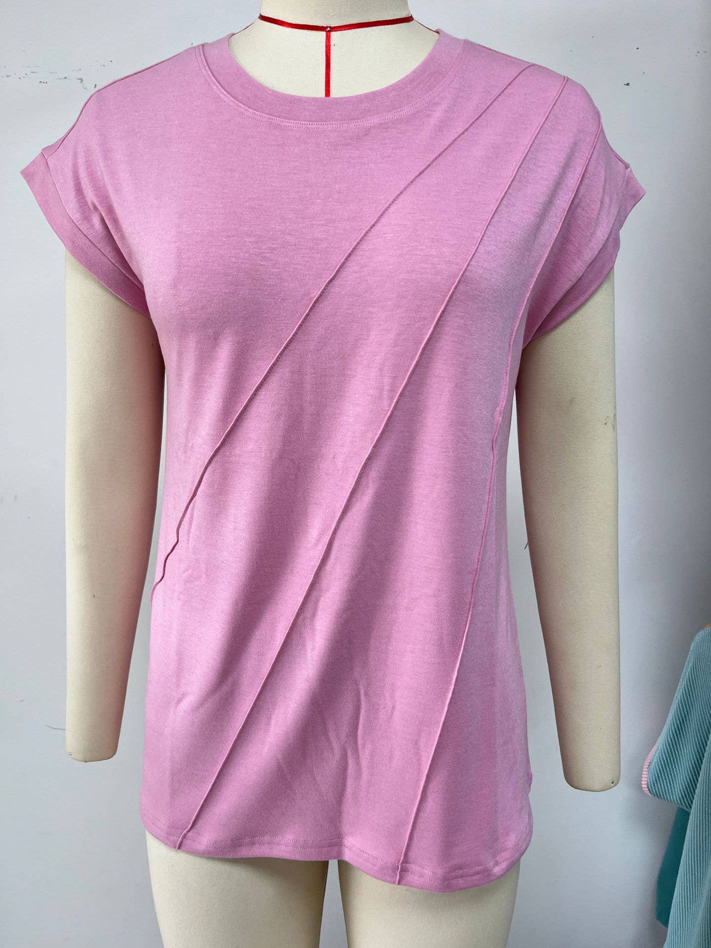 Solid color crew neck loose short-sleeved T-shirt_CWTBLS1845