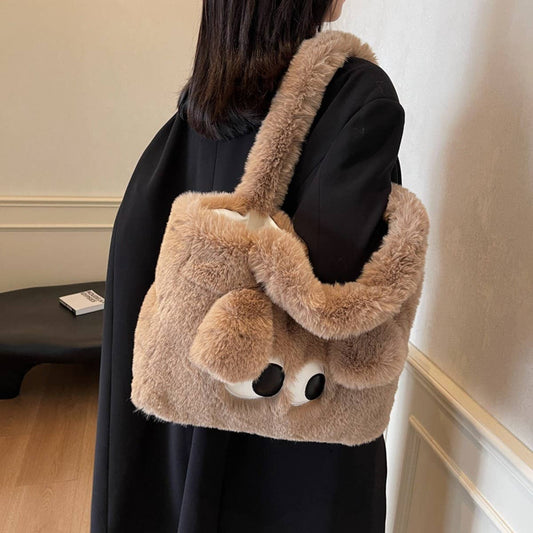 WINTER CARTOON LARGE CAPACITY SHOULDER PLUSH BAG_CWAB3937