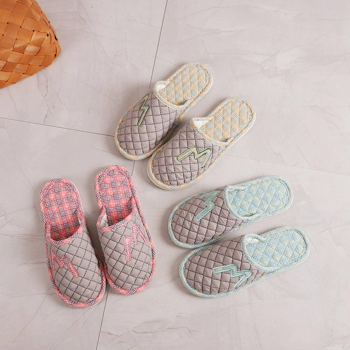 Thick Cotton PVC Sole Silent Couple Slippers
