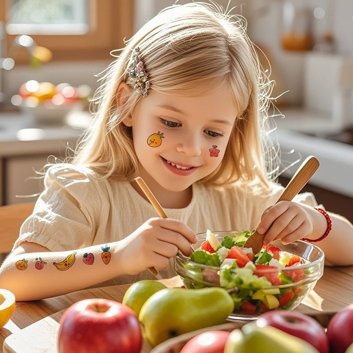 Whimsical Face Stickers ? Fruit & Galaxy Tattoos