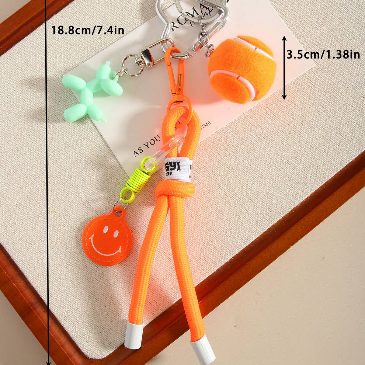 Colorful Tennis Smiley Balloon Dog Keychain