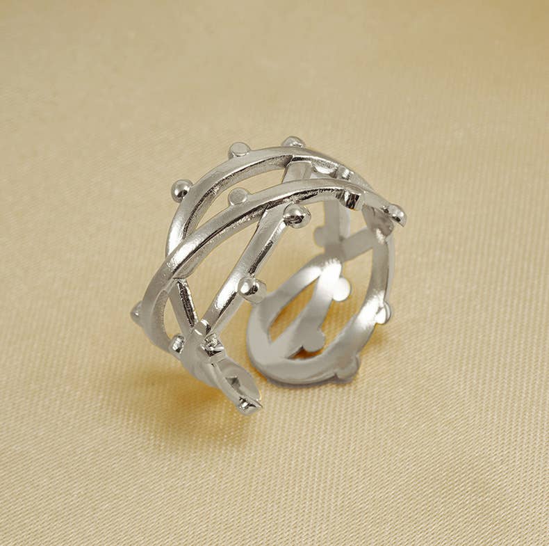 18K STAINLESS STEEL GEOMETRIC ADJUSTABLE RING
