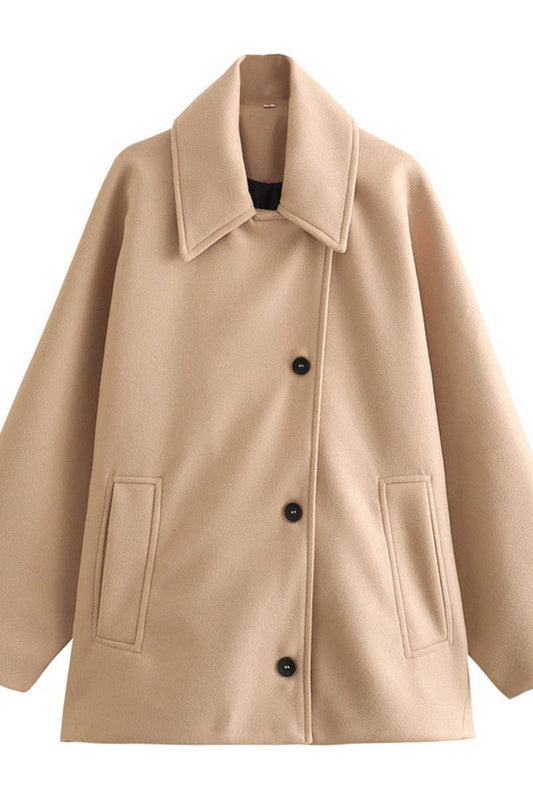 CWOCO1094_SOLID COLOR LAPEL POCKET LONG SLEEVE COAT