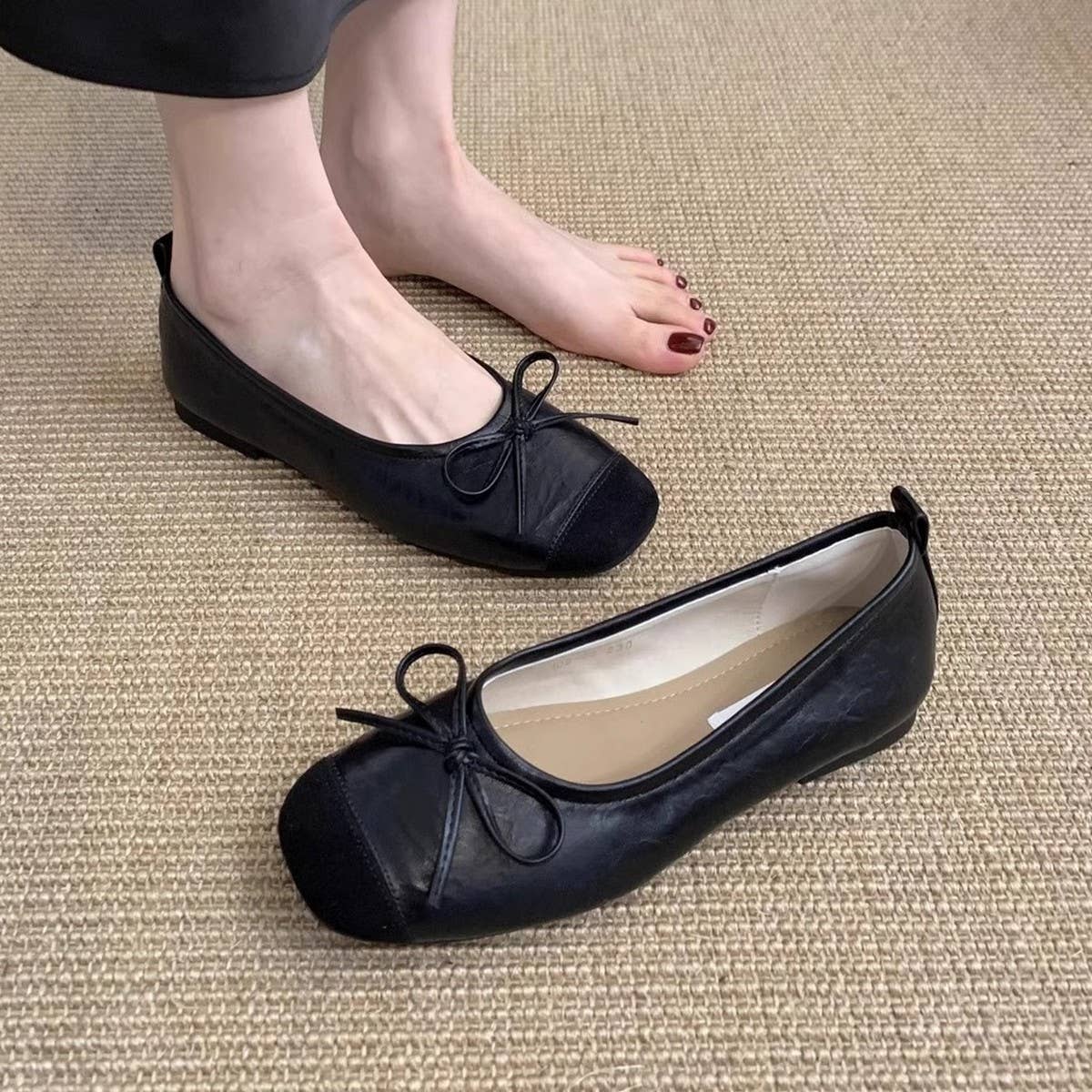 Vintage Bow Slip-On Round Toe Flat Shoes