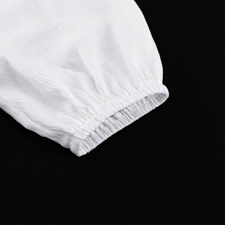 Slim slit skirt with puffy sleeves