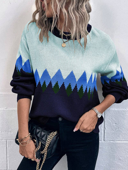 Vintage diamond check color sweater