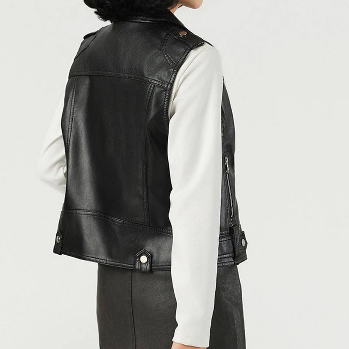Stylish Blazer Collar PU Vest ??Women??¢s Leather_CWMM9017