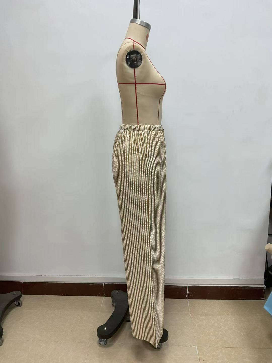 Striped loose wide-leg long pants