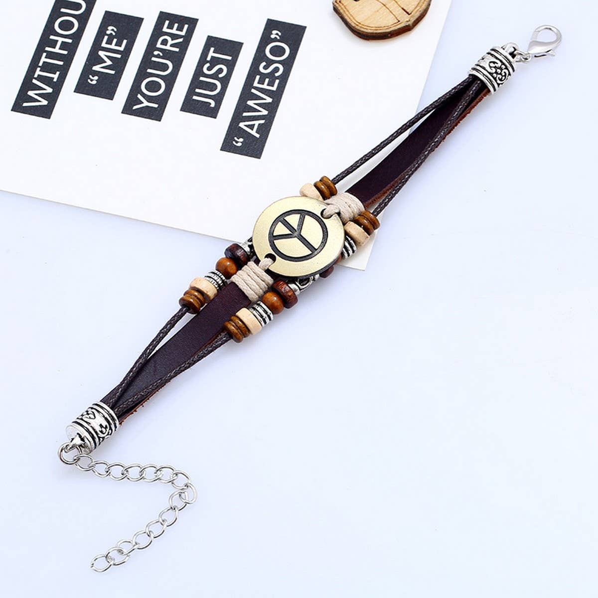 PUNK HANDMADE BEADED COWHIDE BRACELET_CWMM4515