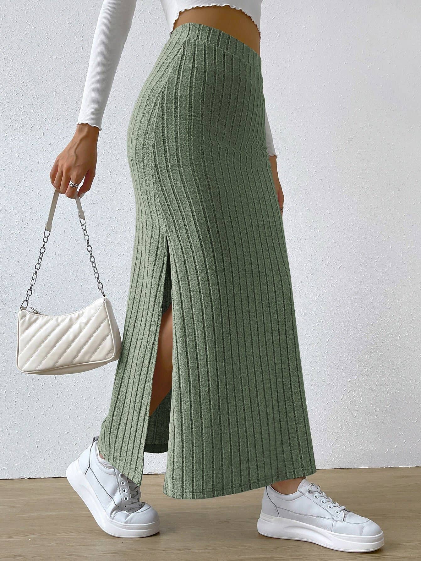 ELEGANT SKIRT HIGH WAIST SIDE SLIT SLIM SKIRT