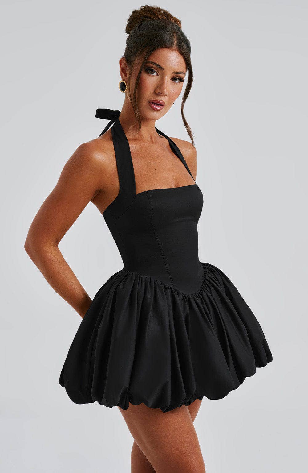 Pouffant skirt with waist and neck and bow dress