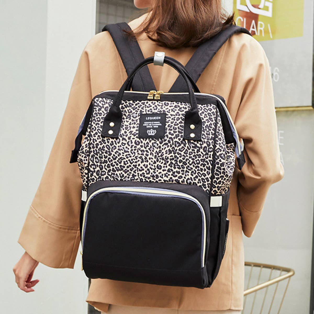 MULTIFUNCTIONAL LEOPARD PRINT MOTHER AND BABY BAG_CWAB2222